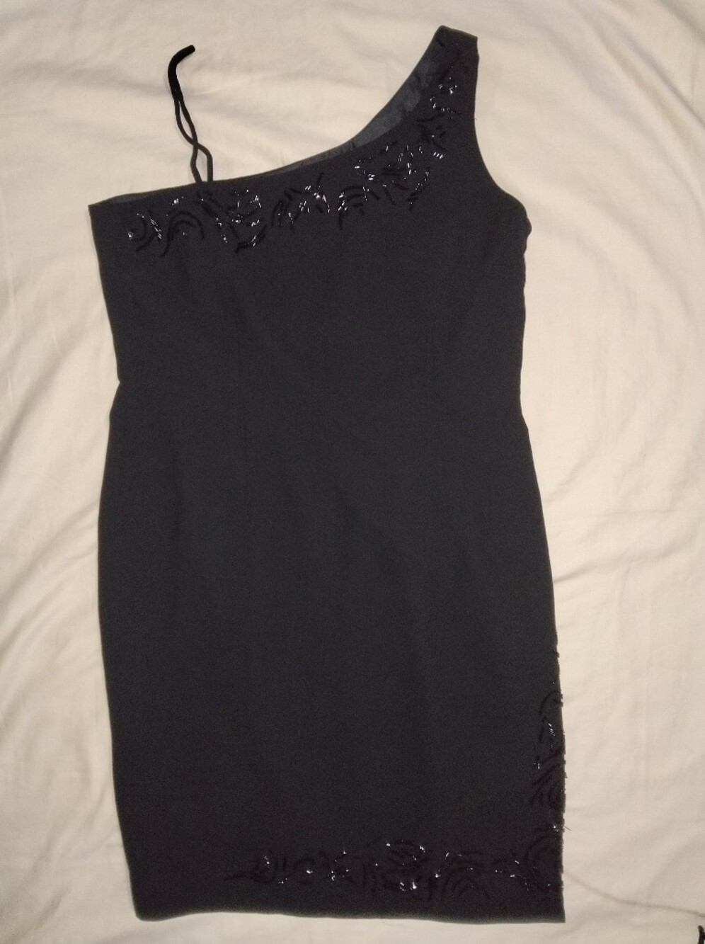 Studio I Black One-Shoulder Sequin-Accent Dress